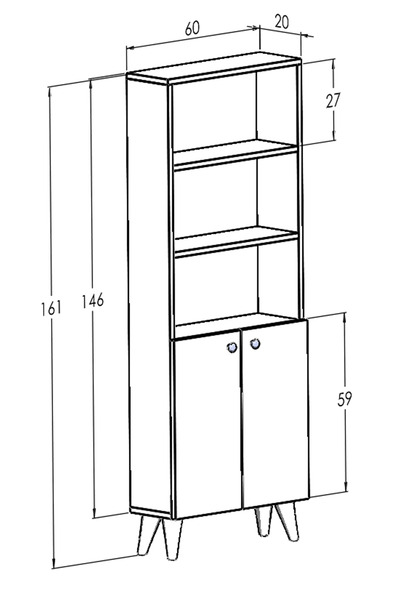 MONTENERO Kitaplık Parlak Beyaz 5 Raflı Kapaklı Modern Kitaplık