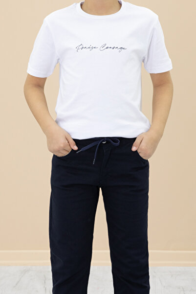 Cansın Mini Синій джинсовий сорочковий принт на футболці, штани для хлопчиків, 3-х предметний комплект