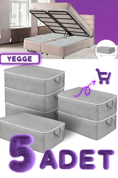 YEGGE 5 Pcs Anthracite Gray under Base - 64X45X22 cm Large Size under Base and Sofa Bed Storage Storage Storage Storage