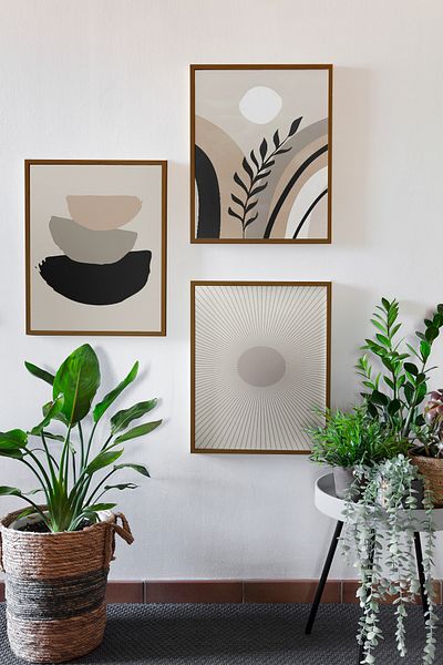 Artavessa Σετ ζωγραφικής 3 τεμαχίων καφέ με πραγματικό ξύλινο πλαίσιο - Μοντέλο 14