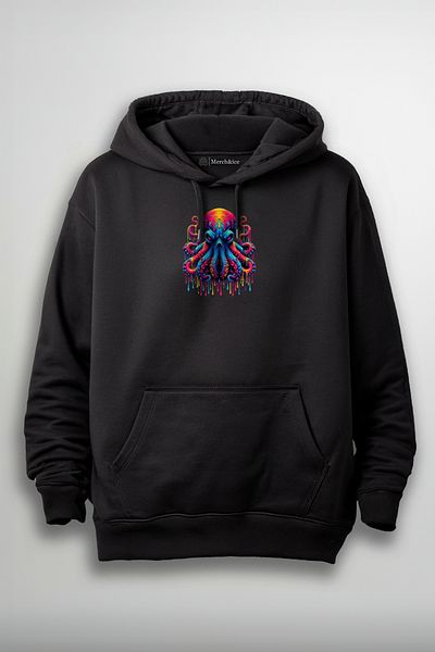 Merch&ice Унисекс суитшърт с цветен принт на октопод