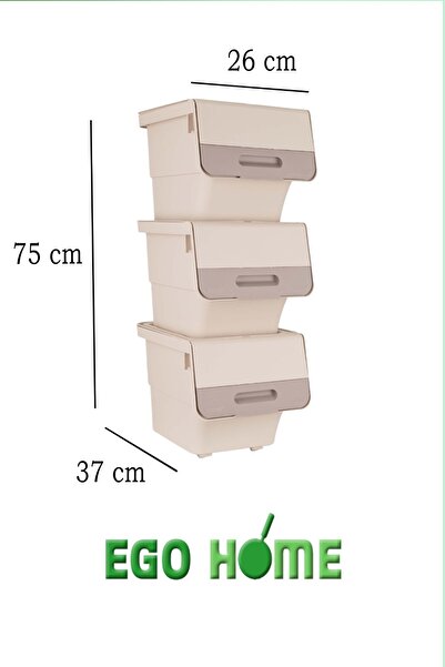 ego home 3lü Tekerlekli Oyuncak Düzenleme Dolabı Kapaklı Saklama Kutusu Oyuncak Sepeti Çok Amaçlı Mote 36 Lt