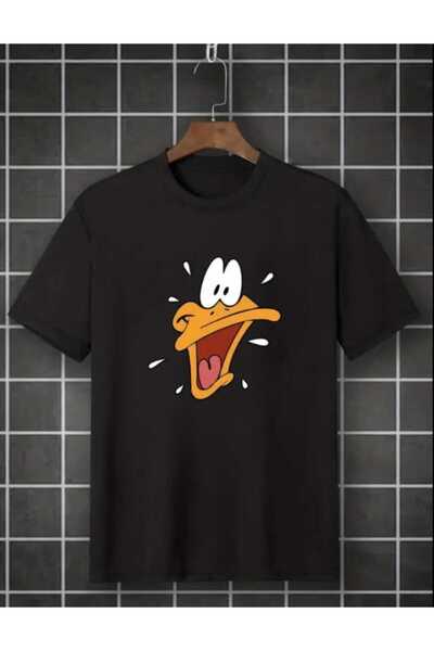 WOODROFFE Унисекс ежедневна тениска с щампа на патица и голям размер