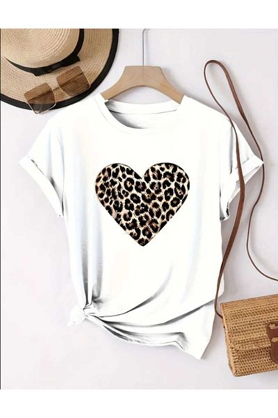 WOODROFFE Mărimea 5 Tricou cu model leopard imprimat oversize loose boyfriend