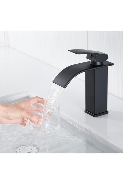 ALFAS Stainless Steel Black Square Waterfall Sink - Faucet Imported Faucet