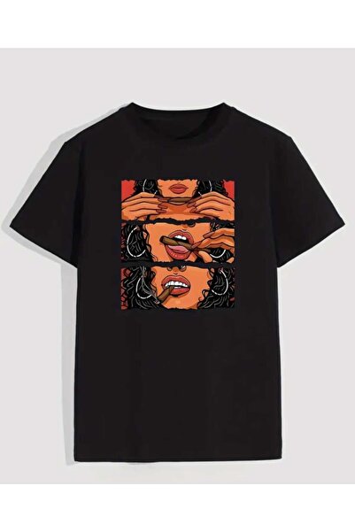WOODROFFE Tricou oversize casual cu imprimeu pe buze, unisex