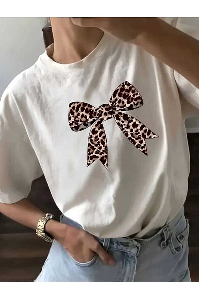 WOODROFFE Mărimea 5 Tricou cu model leopard imprimat oversize loose boyfriend