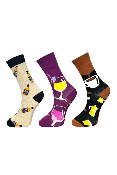 Mevo 3-Piece Unisex Flexible Moisturizing Cotton Colorful and Patterned Socks