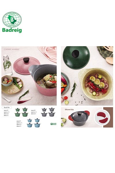 badreig LAHOYA CERAMIC COATED Pot With Lid 20Cm 2.4L Ivory Aluminum  Marble Nonstick Coating |Made in Saudi