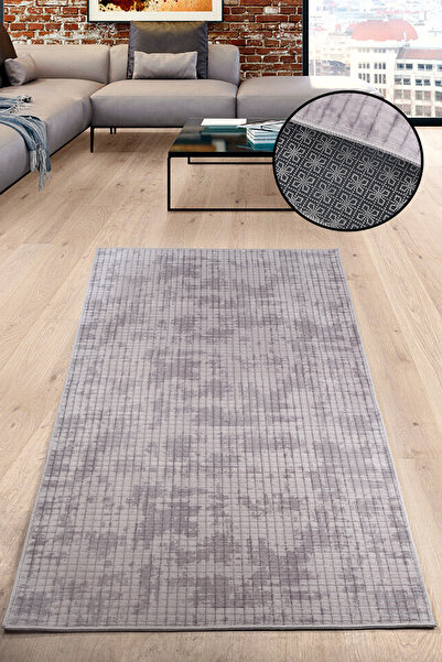 Teksev Kare Plus Gri Renk Leke Tutmaz Kaymaz Makinede Yıkanabilir Mutfak Halı...