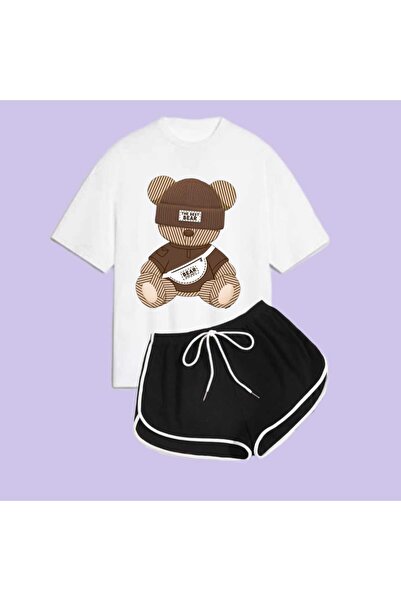 Elvino Set de tricou cu pantaloni scurți Pinterest dublu cu imprimeu ursuleț