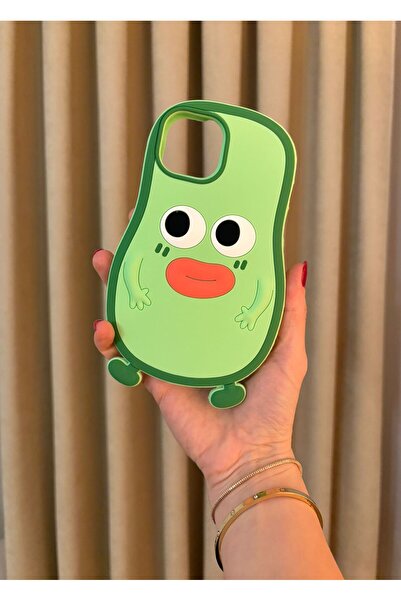 Store Iphone 13 Uyumlu 3D Avokado Tasarımlı Yumuşak Silikon Kılıf
