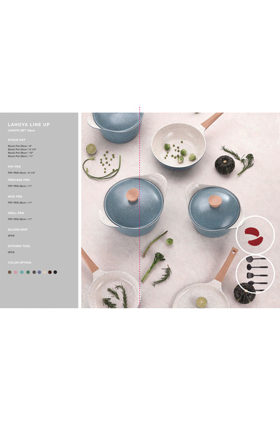 badreig LAHOYA CERAMIC COATED COOKWARE SET 18 PCS (GRAY) |Made in Saudi