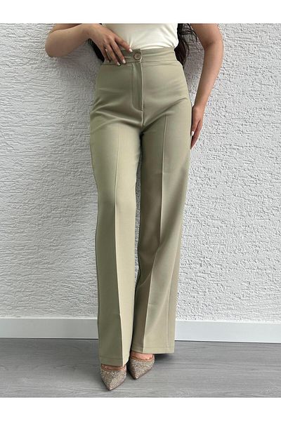 MELEK ARAZ Khaki Palazzo Leg Trousers
