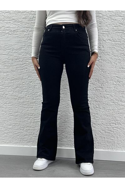 MELEK ARAZ Black Flared Jean Trousers