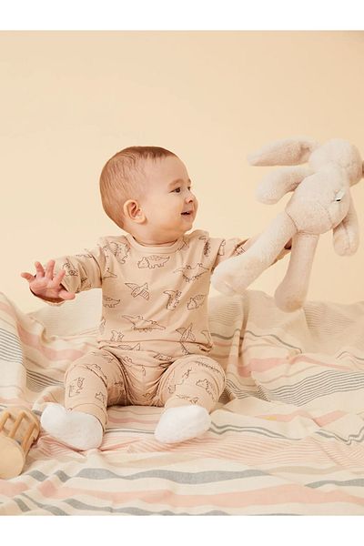 LC Waikiki Lcw Baby Baby Boy Pajamas Set - Beige, Crew Neck, Long Sleeve, Printed t t