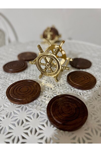 hediye Esterhomedecor Wood Coasters with Brass Stand