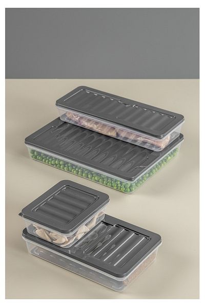 SAVLAR 8-Piece Anthracite Refrigerator - Microwave Storage Container, 4X2400Ml and 4X1170Ml