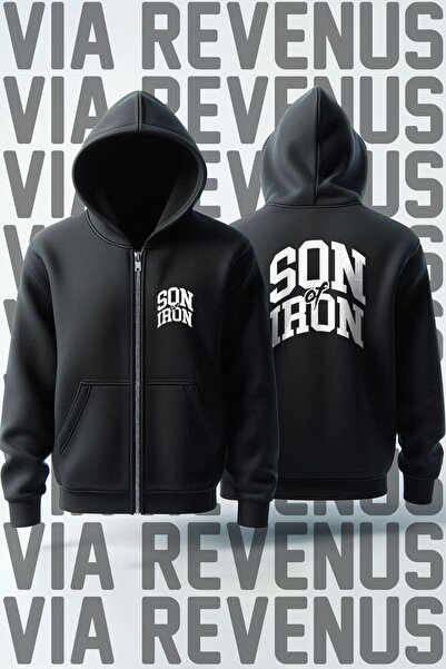Vordevia Son of Iron Front and Back Printed Unisex Zip Hooded Sweatshirt Cardigan