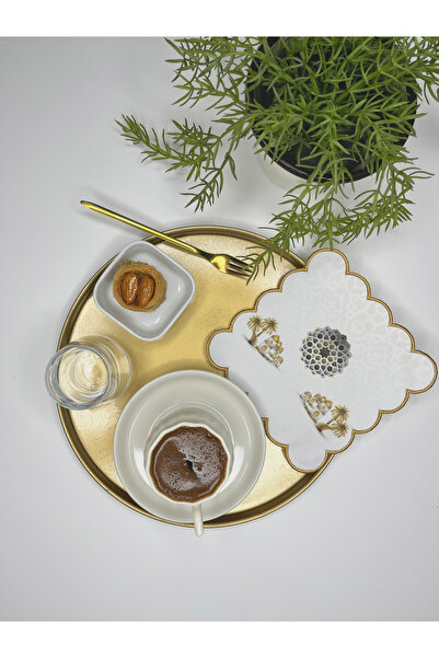 Genel Markalar Altın Palmiye Ağaçları ve İslami Motif Tasarımlı Nakış Kenar K...