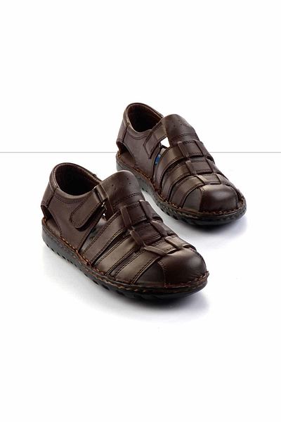 Bambi Brown Leather Men's Sandals E 05437182903