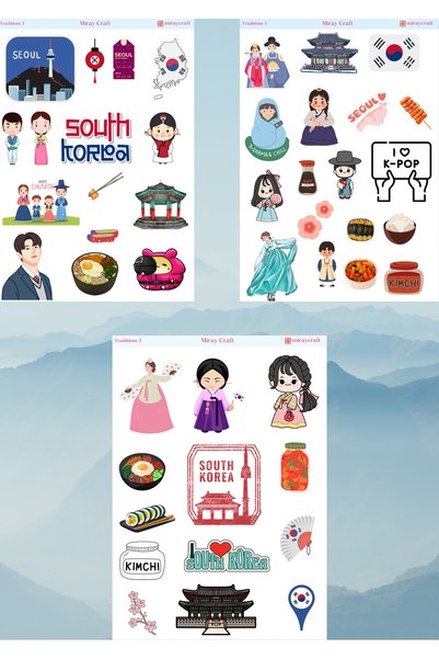 MirayDesign 5-Piece Culture Themed 12*17 cm Sticker Set