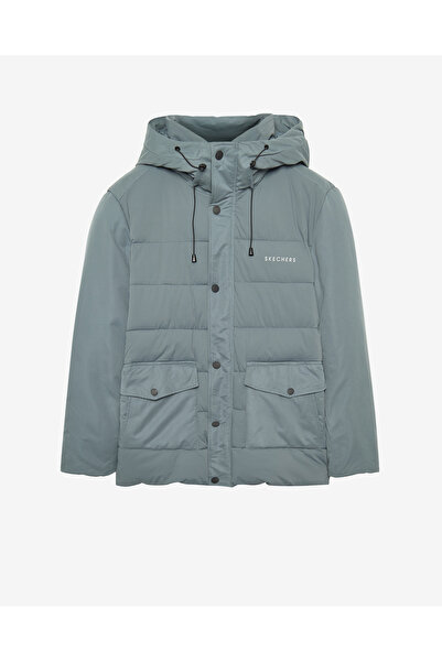 SKECHERS M Outerwear Padded Jacket Erkek Gri Mont S242077-003