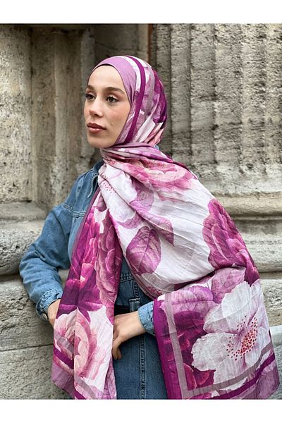 Modakaşmir Şal din bambus cu model trandafir