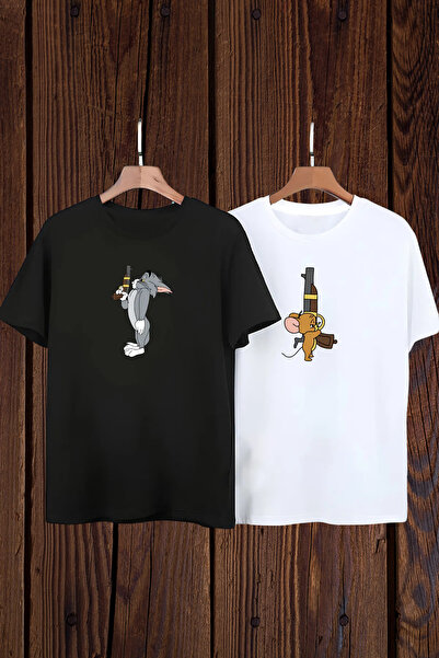 Wish BF 2 li Tom Jerry Çift Sevgili Arkadaş Kardeş Kombin Hediye Doğum Günü Sevgililer Günü Tişört T-shirt