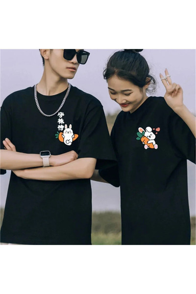 FECCY Cotton 2Pcs Tir Harajuku Style Couple Lover Combinations Couple Clothin...