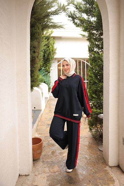 Wovi Moda Σετ αθλητικής φόρμας με κουμπιά - Σετ κάτω και επάνω