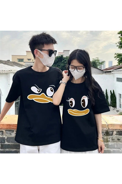FECCY Cotton 2Pcs Tir Harajuku Style Couple Lover Combinations Couple Clothin...