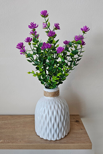 Ekozi Home نبات الأوكالبتوس الاصطناعي مع زهور الورد 35 سم