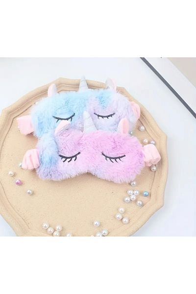 BALCI HEDİYELİK Unicorn Sleeping Mask: Cute Horned Soft Furry Eye Mask