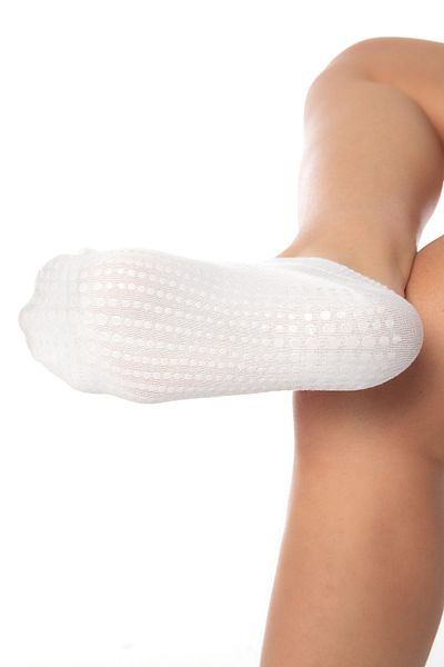SAYSEZ Bamboo Women's Anti-Slip Sole White Silicone Print Pilates Yoga Fitness Dance Activity Booties Socks