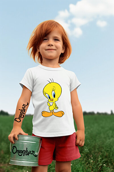 oneagılyazı Tweety Printed Girl's Oversize T-Shirt
