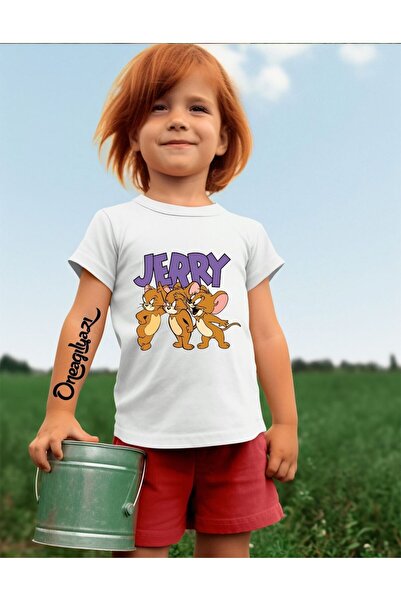 oneagılyazı Džeri Štampano Devojčica Oversize kroj T-shirt