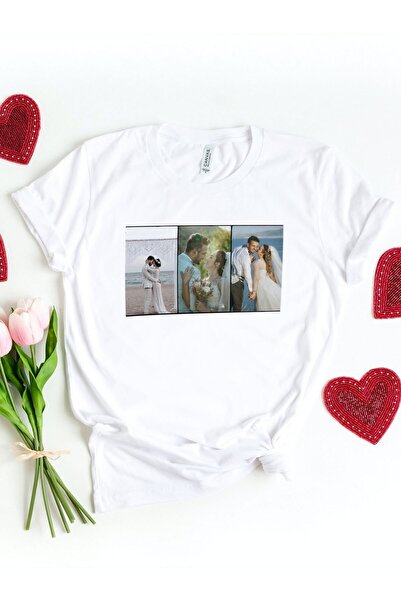 Personalized Photo Printed T-shirt White T-shirt with 3 Photos