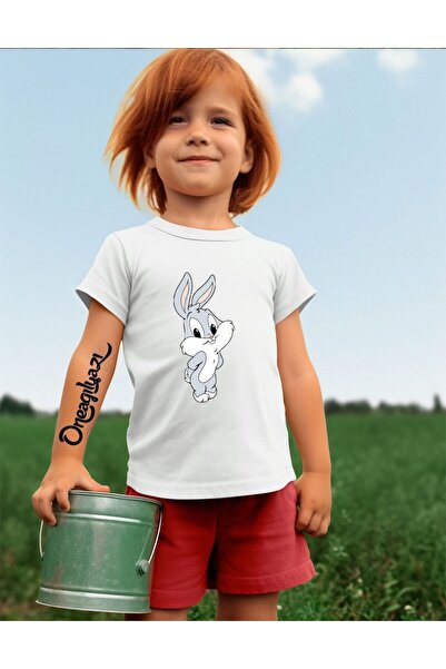 oneagılyazı Slatki zec Štampano Devojčica Oversize kroj T-shirt