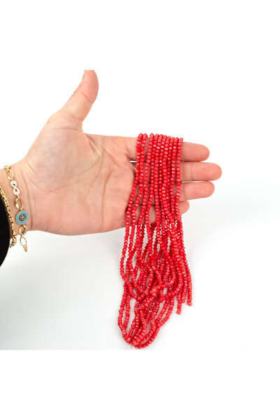 yfhobi 1 Dizi (130-135 Adet) - 3 mm Yassı Kristal Cam Boncuk Dizisi Mat Soft ...