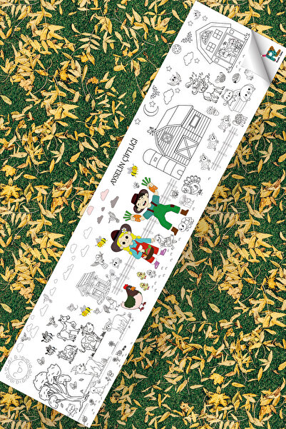 Renkli Zeka Çiftlik ve Hayvanları Temalı Dev Boyama Kağıdı 2,5 Metre Eğitici ...