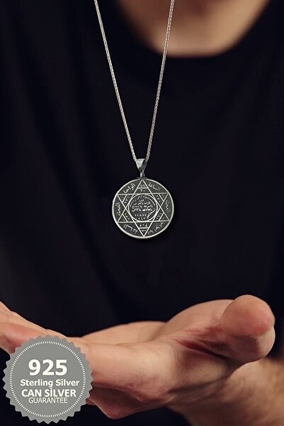 CAN SİLVER 925 Ayar Gümüş Süleyman Mührü Gümüş Erkek Kolye