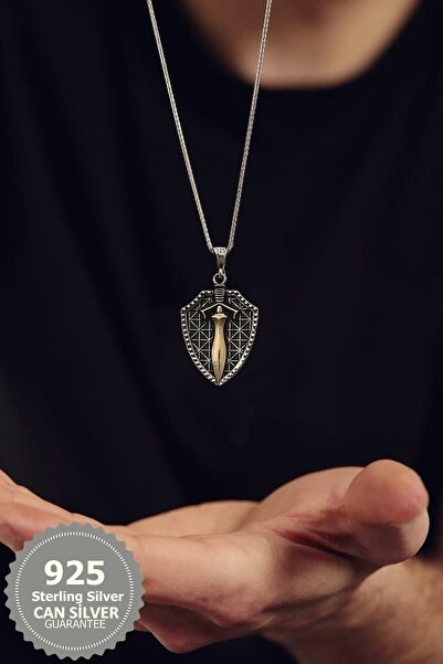 CAN SİLVER 925 Ayar Gümüş Madalyon Kılıcı Gümüş Erkek Kolye