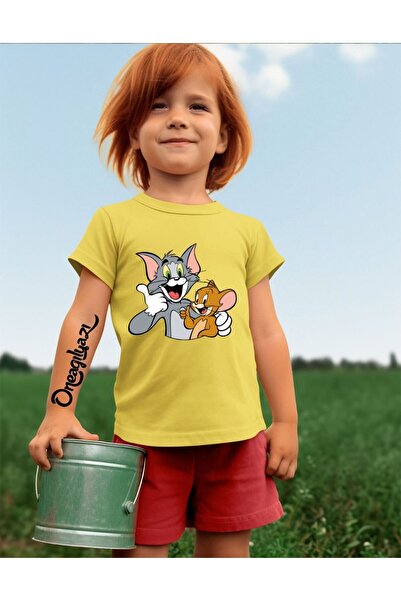 oneagılyazı Tom and Jerry Printed Girls Oversize T-Shirt
