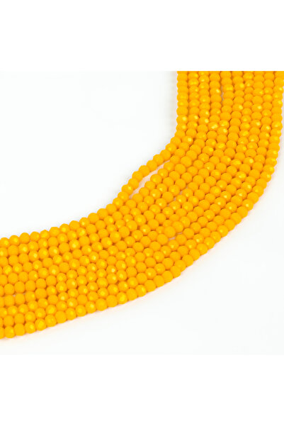 yfhobi 1 Dizi (130-135 Adet) - 3 mm Yassı Kristal Cam Boncuk Dizisi Mat Sarı ...
