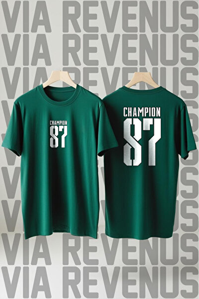 Vordevia قميص Champion87 مطبوع برقبة دائرية وقصة واسعة للجنسين من الأمام والخلف