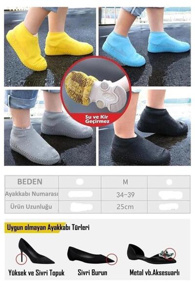 Nirnisa 34 – 39 Numara Silikon Ayakkabı Koruyucu Kılıfı Su Geçirmez Yağmur Çamur Koruyucu Kılıf