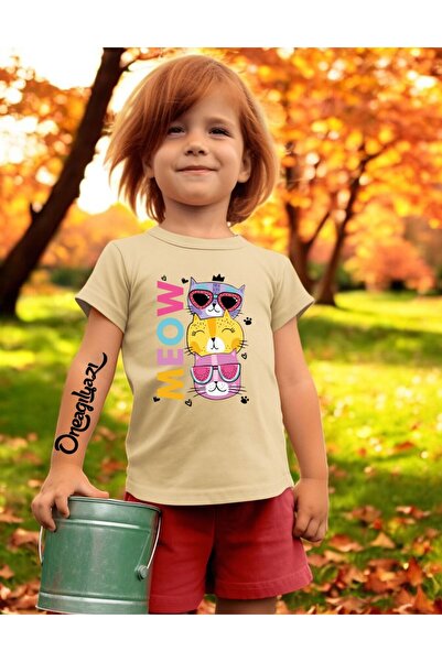 oneagılyazı Tricou supradimensionat pentru fetiță cu imprimeu Meow Cat