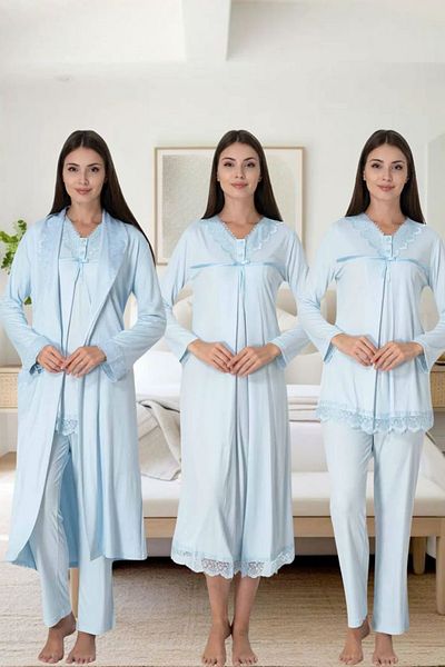 Effortt Set de pijamale de maternitate și rochii de toaletă din 4 piese Primum - Design elegant cu detalii din dantelă