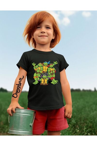 oneagılyazı Nindža kornjače Štampano Devojčica Oversize kroj T-shirt